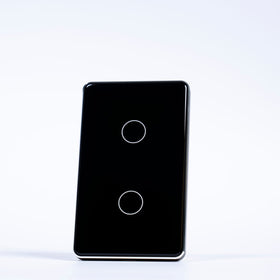 OSH 2 Gang Smart Light Switch black face black frame front view