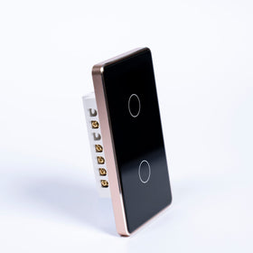 OSH 2 Gang Smart Light Switch black face gold frame side view