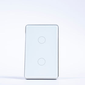 OSH 2 Gang Smart Light Switch white face silver frame front view