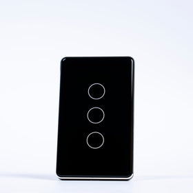 OSH 3 Gang Smart Light Switch black face black frame front view