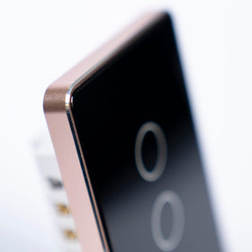 OSH 3 Gang Smart Light Switch black face gold frame detail view
