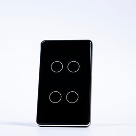 OSH 4 Gang Smart Light Switch black face black frame front view