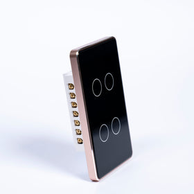 OSH 4 Gang Smart Light Switch black face gold frame side view