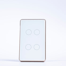 OSH 4 Gang Smart Light Switch white face gold frame front view