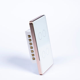 OSH 4 Gang Smart Light Switch white face gold frame side view