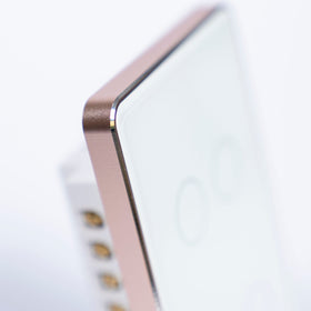 OSH 4 Gang Smart Light Switch white face gold frame detail view
