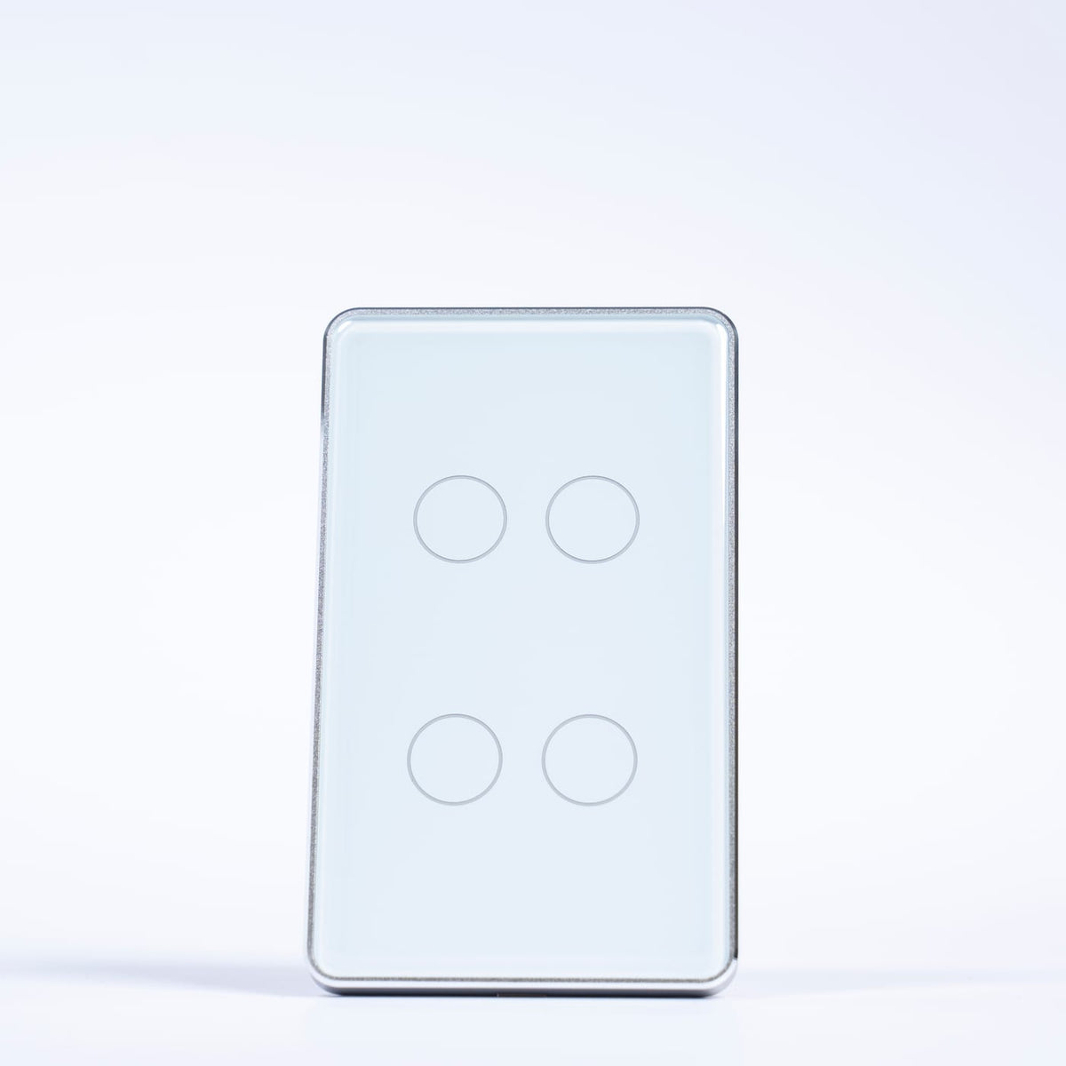 OSH 4 Gang Smart Light Switch white face silver frame front view