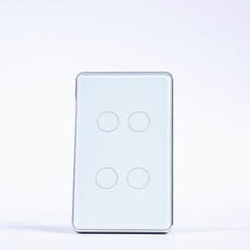 OSH 4 Gang Smart Light Switch white face silver frame front view