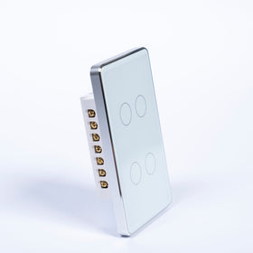 OSH 4 Gang Smart Light Switch white face silver frame side view